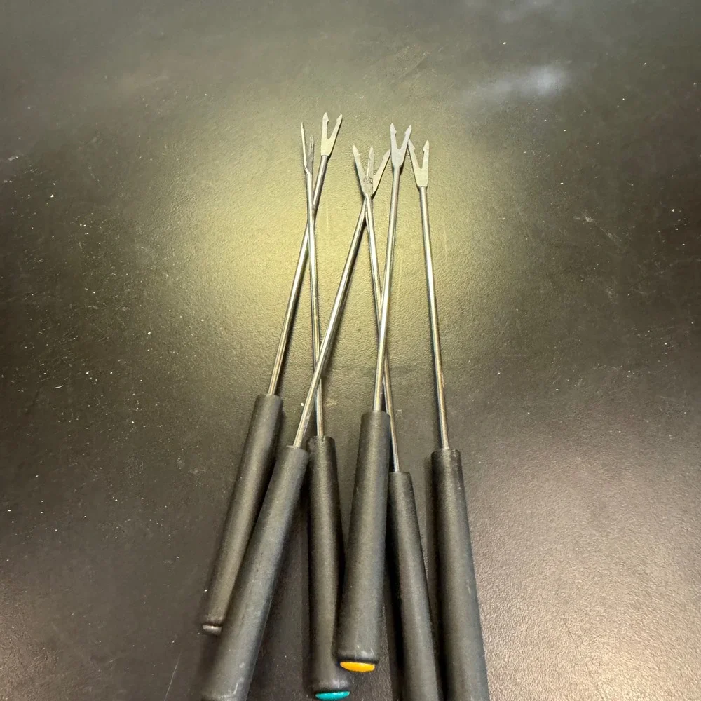Fondue Forks Set of 6 Black Color Coded Stainless Steel Dipping Tools